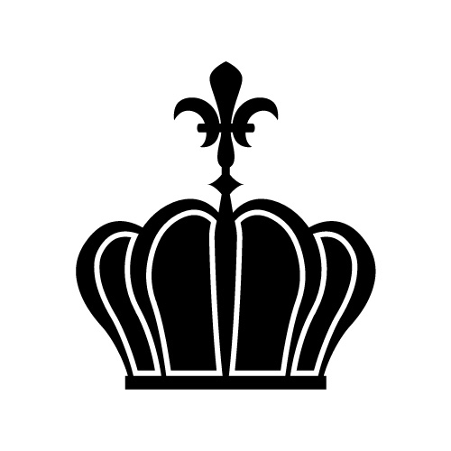 百合の紋章が飾られた王冠のシルエットイラスト素材
