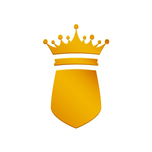 金色に輝く王冠と盾のアイコン素材