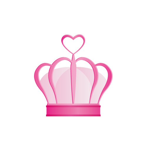 ピンクのハートが飾られた王冠イラスト