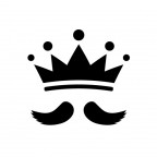 王様のような立派な髭と王冠のシルエットイラスト素材
