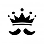 王様のような立派な髭と王冠のシルエットイラスト素材