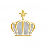 金色に輝く百合の紋章が飾られた王冠のイラスト